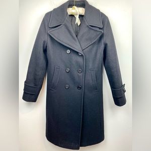 Alfred Sung Women's Wool Blend Jacket Double Breasted PeaCoat Black Sz 8